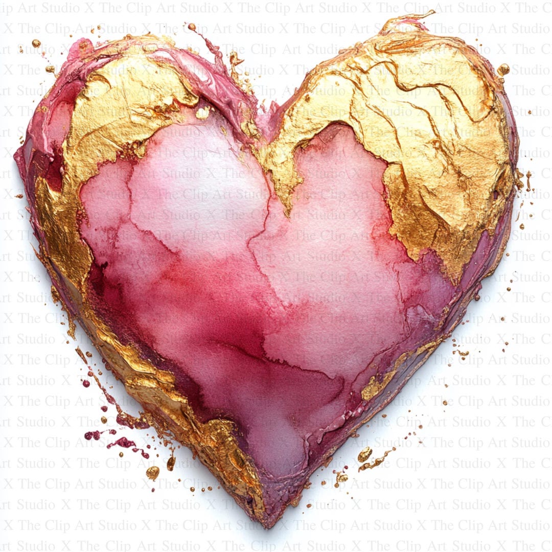 Pink Gold Hearts Clipart | 10 High Quality Jpgs | Digital Download ...