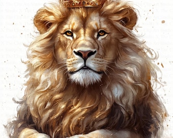 Golden Lion Clipart | 10 High Quality JPGs | Digital Download | Junk Journal | Scrapbooking | Watercolor Clipart | Digital Paper Crafts