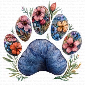 Clipart Empreintes de pattes florales | 10 fichiers JPG de haute qualité | Téléchargement numérique | Fabrication de cartes | Scrapbooking | Fleurs printanières | Aquarelle | Journalisation