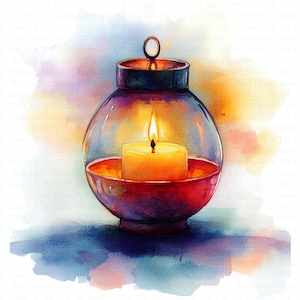 Candle Lantern Clipart | 10 High Quality JPGs | Digital Download | Junk Journals | Scrapbooking | Watercolor Clipart | Digital Paper Craft