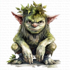 Trolls Clipart / 10 JPG di alta qualità / Download digitale / Carta artigianale / Diari spazzatura / Troll scandinavo Clipart / Acquerello Clipart