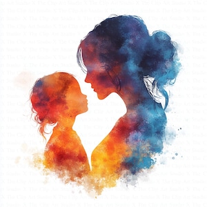 Mutter und Tochter Clipart | 10 hochwertige JPGs | Digitaler Download | Papiermodelle | Zeitschriften | Muttertagskarte | Aquarell Clipart