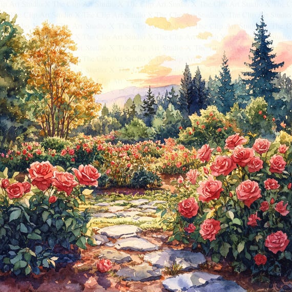 Rose Garden Clipart | 10 High Quality Jpgs | Digital