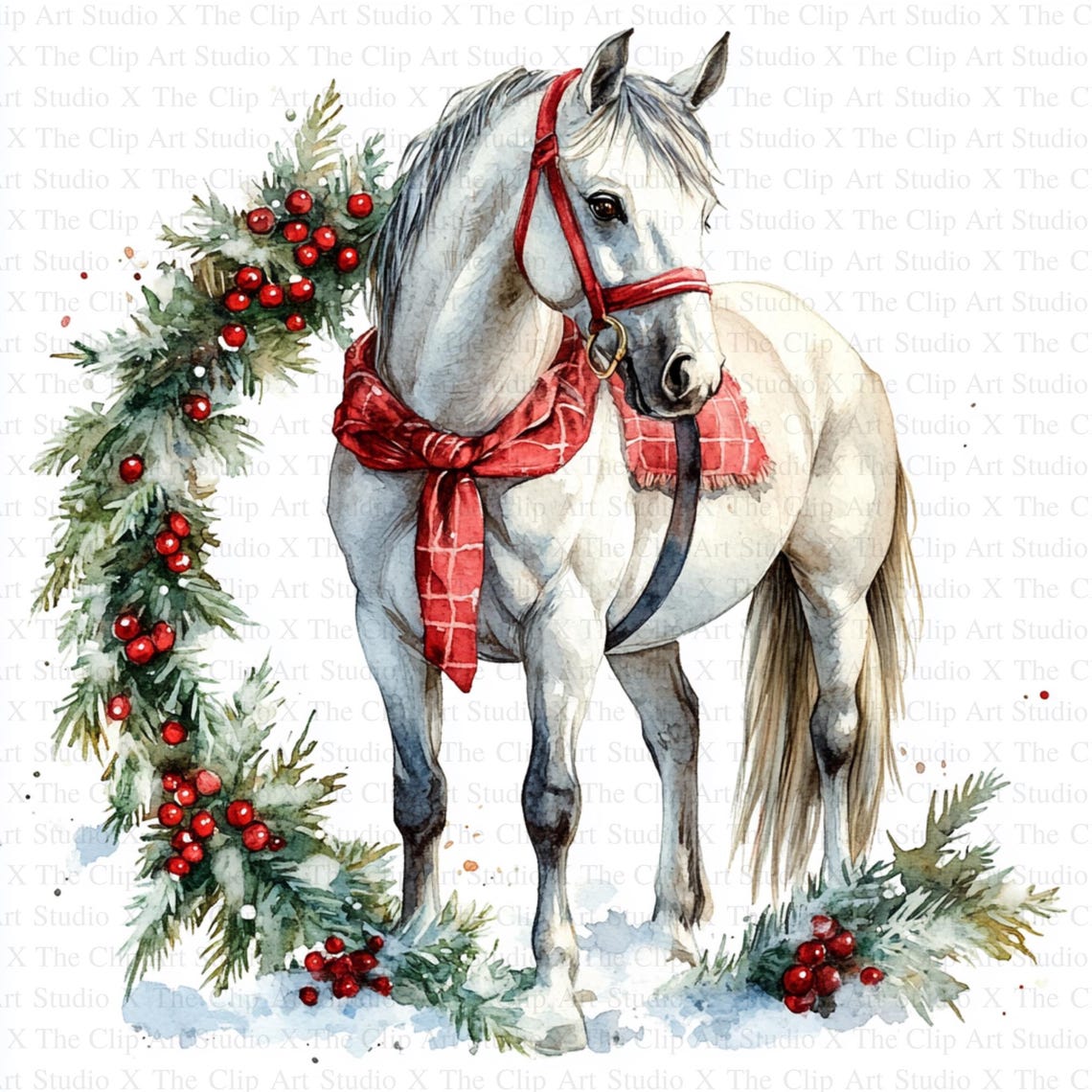 Christmas Horses Clipart | 10 High Quality Jpgs | Digital Download ...
