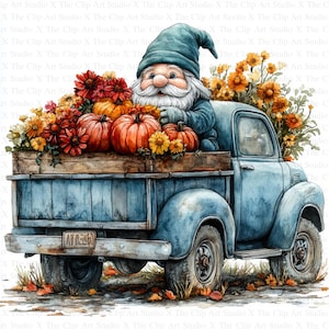 Gnomes in Pickup Truck Clipart | 10 High Quality JPGs | Digital Download | Digital Paper Craft | Clip Art | Card Making | Cute Gnome Clipart