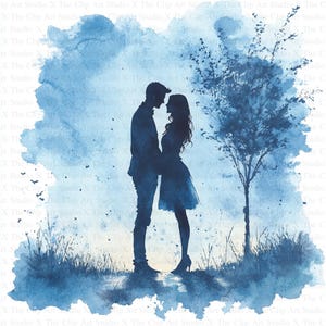 Couple In Park Clipart | 10 High Quality JPGs | Digital Download | Junk Journal | Lovers Clipart | Printable Watercolor Clipart, Paper Craft