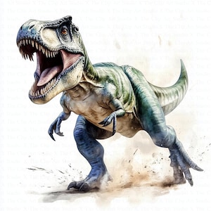 T Rex Clipart | 10 JPGs de alta qualidade | Download digital | Tiranossauro Clipart | Clipart de aquarela para impressão | Artesanato em papel | Diários de lixo