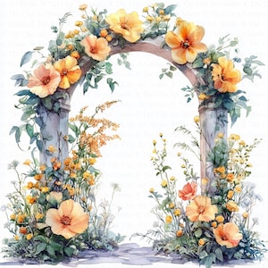 Floral Arch Clipart | 10 High Quality JPG | Digital Download | Digital Paper Craft | Scrapbooking | Arch of Flowers | Watercolor Clipart