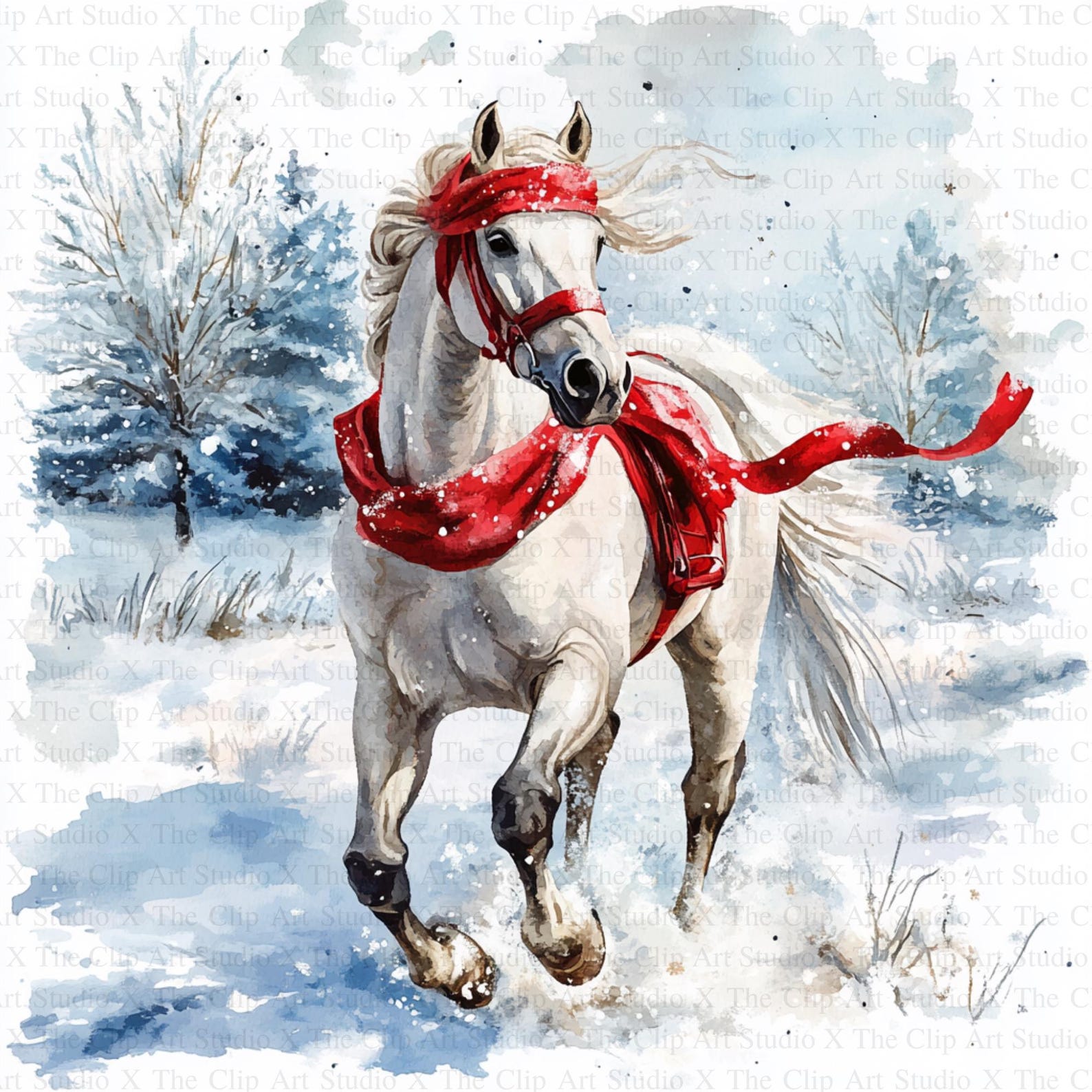 Christmas Horses Clipart | 10 High Quality Jpgs | Digital Download ...