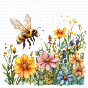 Buzzing Bees Clipart | 10 High Quality JPGs | Digital Download | Card Making | Bee Clipart | Digital Paper Craft | Clip Art | Scrapbooking