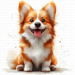 Clipart Corgi | 10 fichiers JPG de haute qualité | Téléchargement numérique | Art pour chambre d'enfant | Agenda numérique | Chien aquarelle | Fabrication de cartes | Journal, Clipart