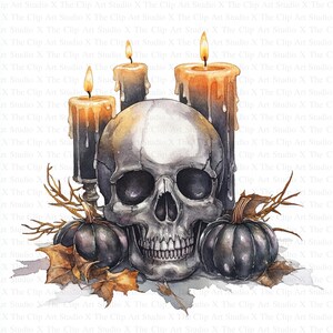 Halloween Skeleton Clipart | 10 High Quality JPGs | Digital Download | Watercolor Clipart | Paper Craft | Junk Journals | Skull Clipart