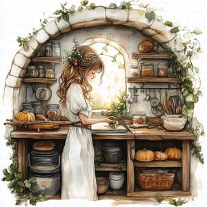 Watercolor Fairy Kitchen Clipart | 10 High Quality Jpgs | Digital ...