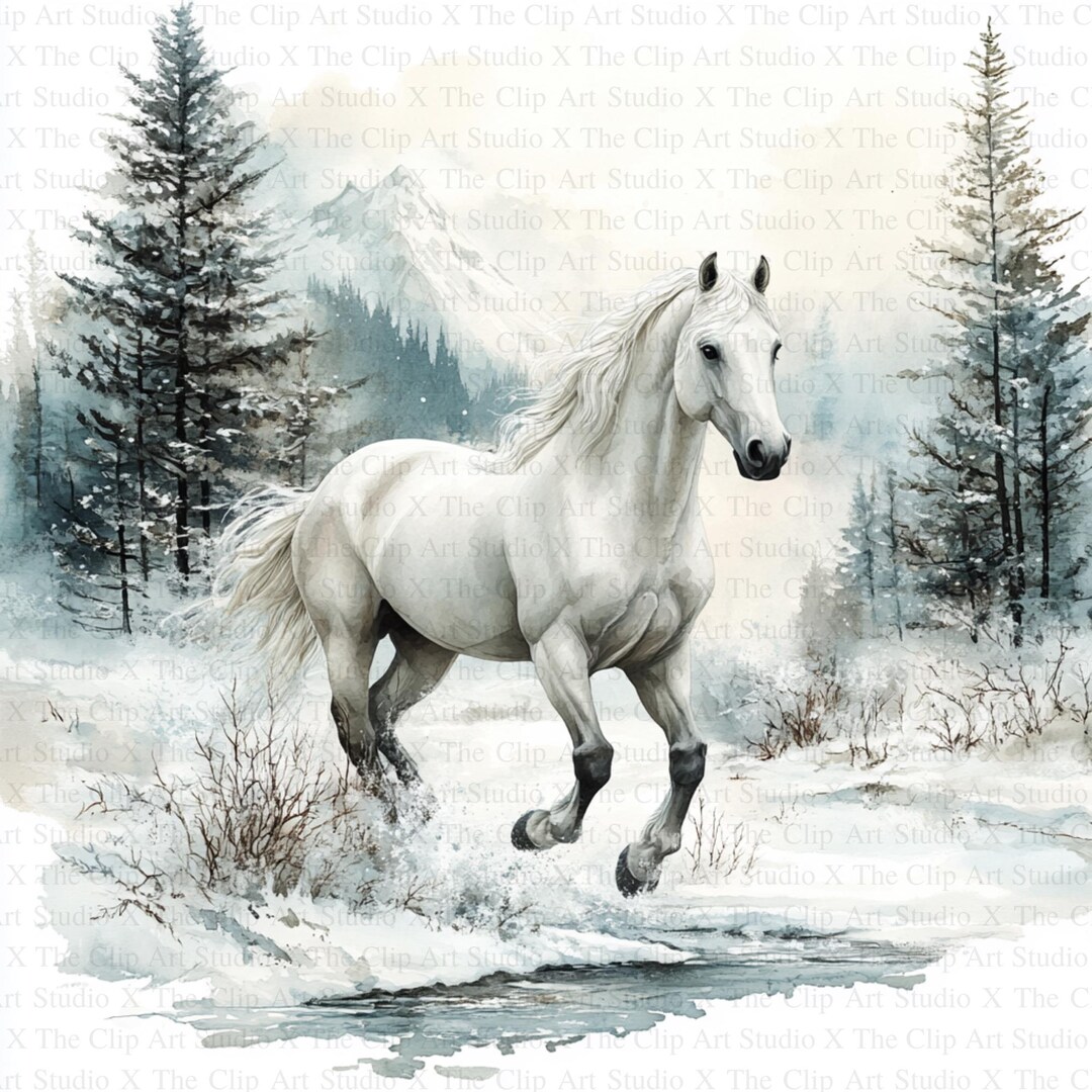 Christmas Horses Clipart | 10 High Quality Jpgs | Digital Download ...