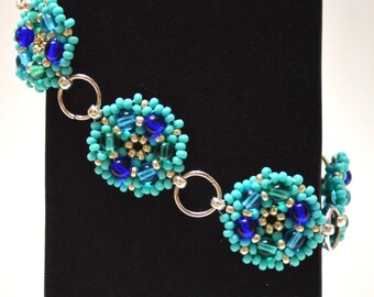 Turquoise and Blue Wheel Bracelet