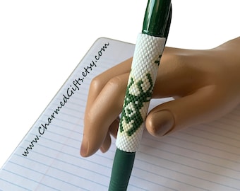 Pen with Beaded Sleeve Cover - Reusable - Buck / Deer