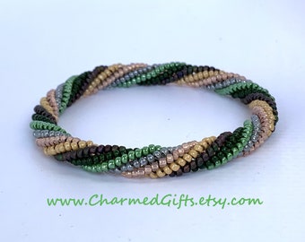 Small Slip On Bracelet - Green Earth Colors