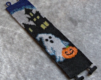 Halloween Ghost Peyote Cuff Bracelet