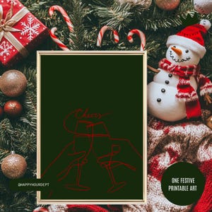 Festliche druckbare Kunst |  Urlaub Dekor für Familienzimmer, Bar, Küche | Cheers Rote Weihnacht |  Sofort Download