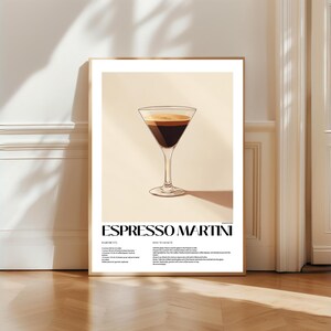 Espresso Martini Wall Art – Sleek Neutral Tones for Modern Bar Decor, Ideal for Minimalist Home Bars, Kitchens, or Living Room Wall Art