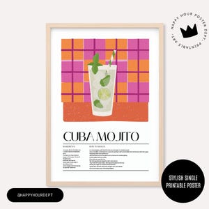 Popularne teraz: Plakat Cuba Mojito Cockatiel | Kolorowa sztuka LGBTQ+ | Wydrukowana dekoracja Pride do domu | Prezent Zero-Waste
