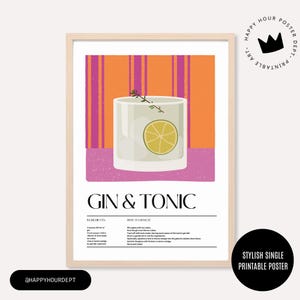 Popularne teraz: Plakat z Gin & Tonic Cockatiel | Sztuka dumy lesbijek w stylu retro | Wydrukowana dekoracja ścienna LGBTQ+ | Natychmiastowe pobranie cyfrowe