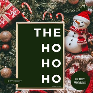 HoHoHo Grünes Weihnachtsplakat | Druckbare Kunst Urlaub | Festliche Weihnachtsdekoration | Sofortdownload | Umweltfreundliches Geschenk