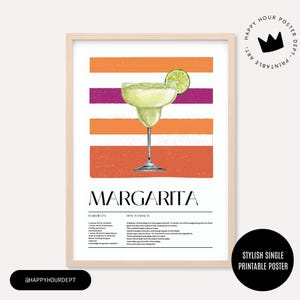 Popularne teraz: Plakat z koktajlem Margarita | Zabawna i odważna sztuka ścienna LGBTQ+ | Wydrukowana dekoracja wózka barowego | Cyfrowe pobieranie Zero-Waste