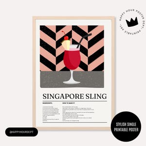 Trending Now: Classic Cocktail Poster | Stylish Bar Cart Art | Mid-Century Modern Drink Decor | Digital Download