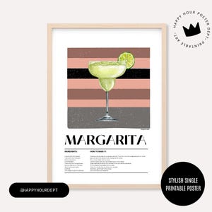Popularne teraz: Margarita Cocktail Print | Zabawna i oryginalna sztuka ścienna do kuchni i jadalni | Pobieranie cyfrowe | Przyjazne dla środowiska | Zero Waste