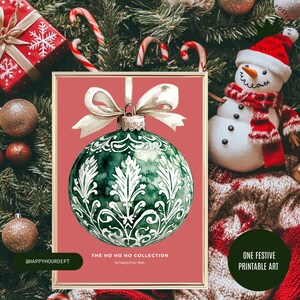 Ornament Weihnachten Poster rosa | Druckbare Kunst Urlaub | Festliche Ornament Dekor | Sofortdownload | Umweltfreundliches Weihnachtsgeschenk