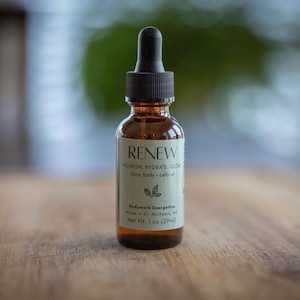 Renew- Hydrating Face, Body + Belly Oil | Natural Skincare | Sensitive Skin Safe | Botanical Oil for Glowing Skin