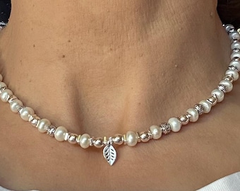 Valero Pearls Catena da Donna in Argento Sterling 925 con rodio con Perle coltivate d'acqua dolce verde maggio giada pastellgr n 60200105 : Valero Pearls