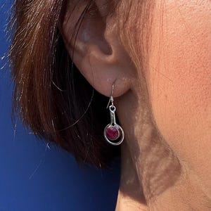 Ruby and 925 silver earrings
