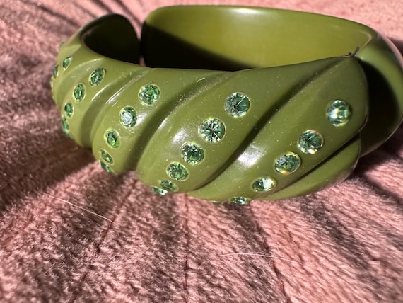 Vintage Bakelite Cuff. Bejeweled and fabulous. - image 1