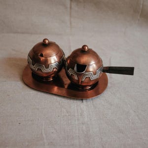 Vintage Copper Coffee Service: Mexican Mayan Design, Plateria Victoria