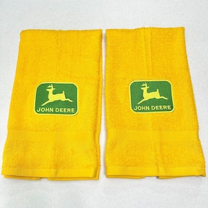 John Deere Towels Embroidered Hand Towel Set Yellow Bathroom Home Farm Decor