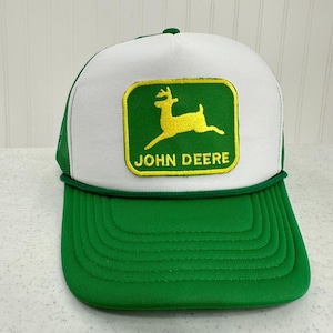 John Deere Rope Trucker Hat Embroidered Patch Green Snapback Unisex Farm Tractor