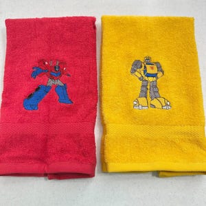 Transformers Towels Embroidered Autobots Hand Towel Set Optimus Bumblebee Robots
