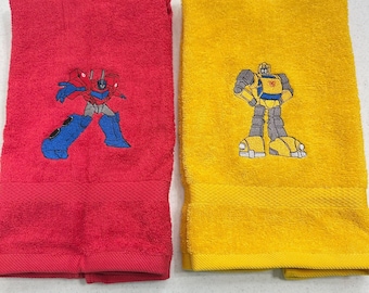Transformers Towels Embroidered Autobots Hand Towel Set Optimus Bumblebee Robots