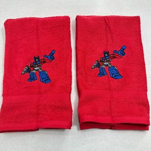 Transformers Towels Embroidered Optimus Prime Autobots Red Hand Towel Set Robots