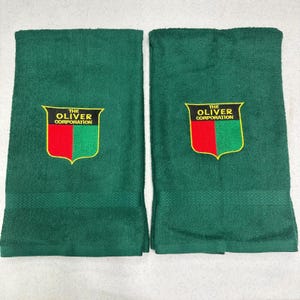 Oliver Tractor Towels Embroidered Hand Towel Set Green Bathroom Home Farm Decor