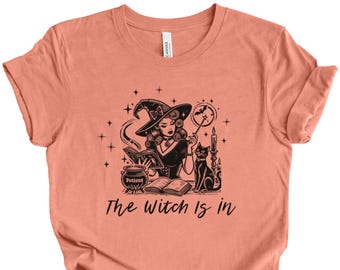 The Witch Is In T-Shirt | Retro Witchy Shirt | Funny Vintage Halloween Tee