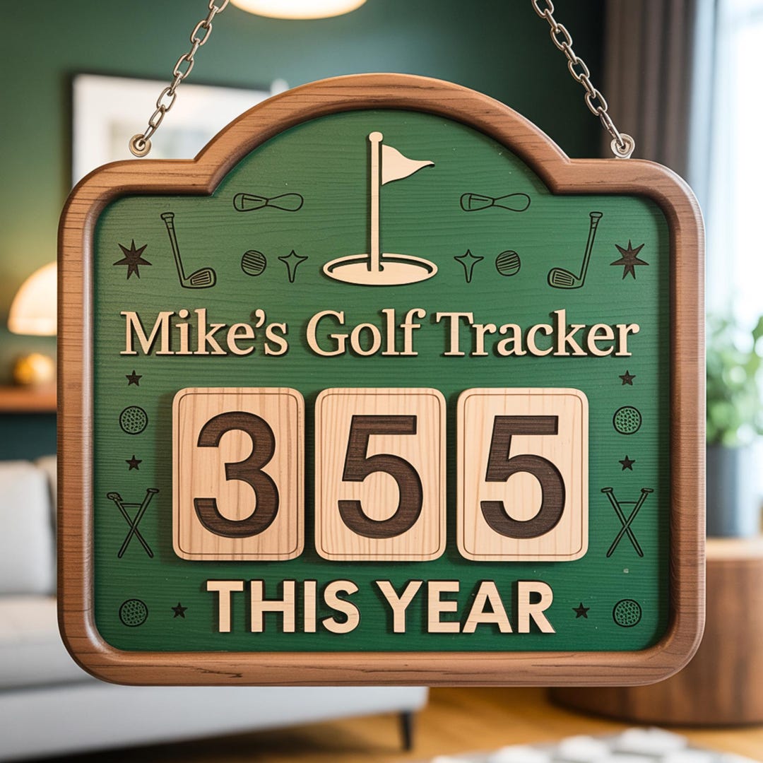 Custom Golf Rounds Tracker Sign, Golf Lover Gift, Golf Room Decor ...