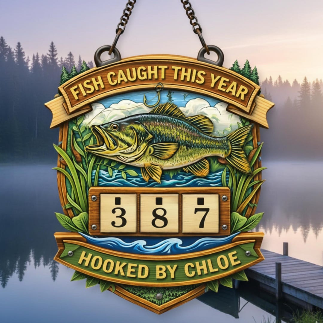 Personalized Fish-caught This Year Sign, Custom Name, Wooden Fishing ...