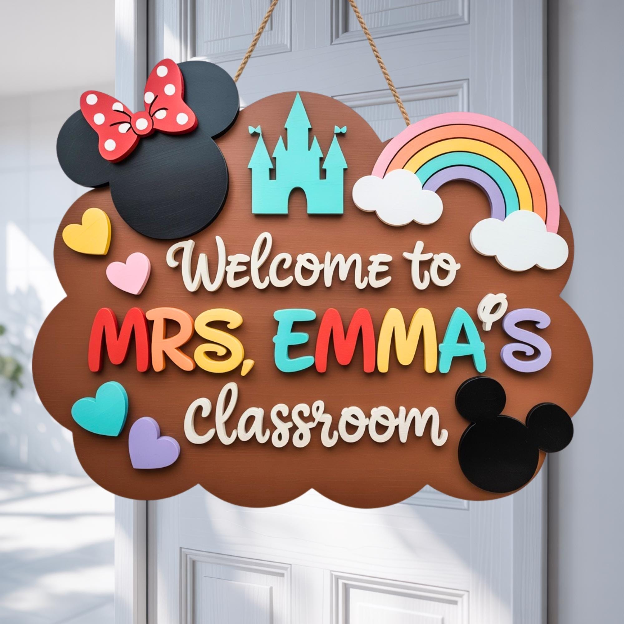 Custom Teacher 3D Door Hanger, Custom Disney Classroom Sign ...