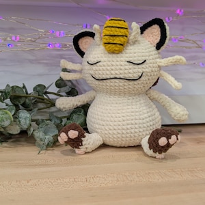 Crochet Meowth-Inspired Plush