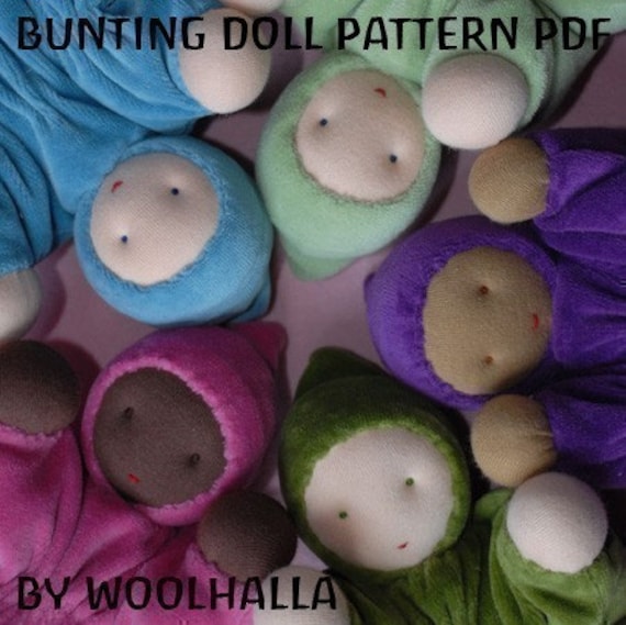 Bunting Baby Doll Pattern PDF, Waldorf Doll, Velour, Instant Download