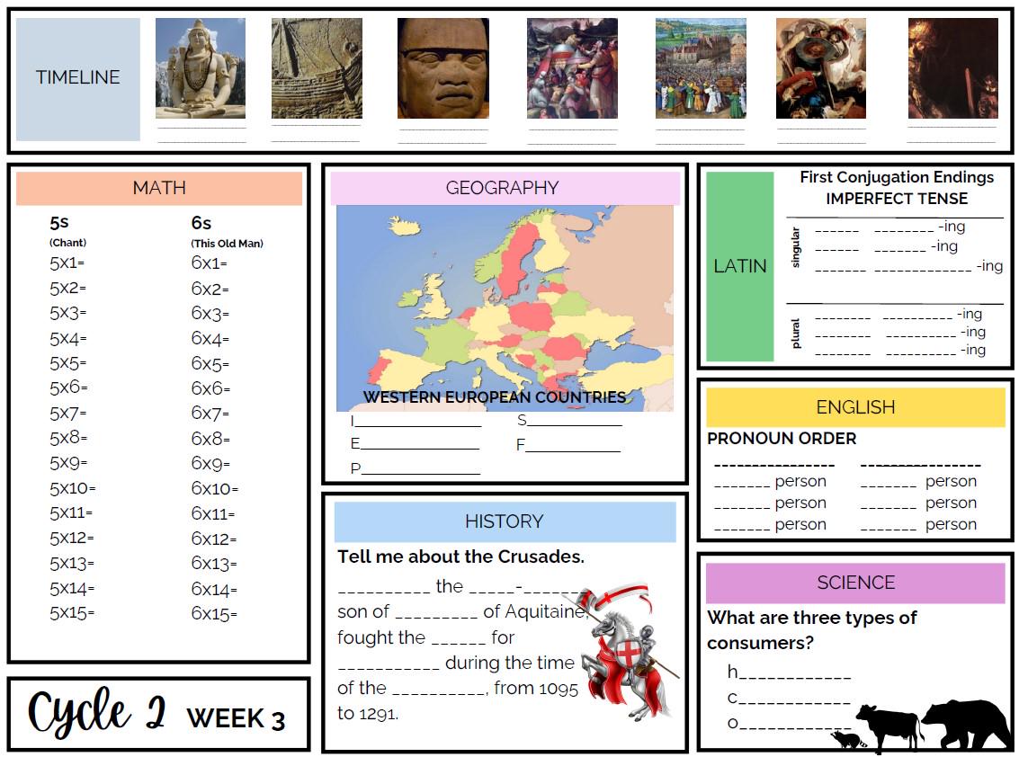 CC Foundations - Cycle 2 Weekly Memory Work Review Sheets - Etsy