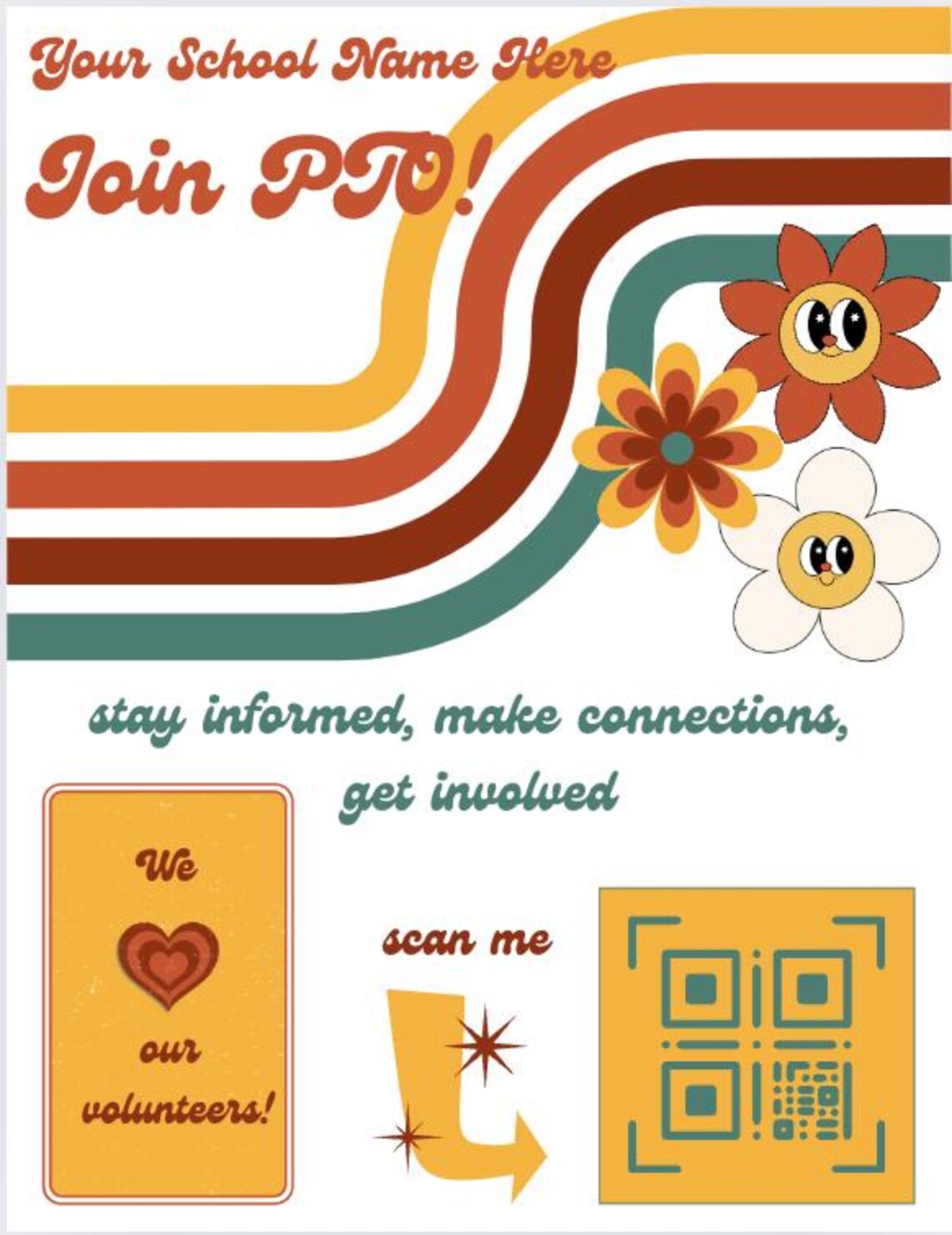 Join Pto Sign Editable Join the PTA PTO Flyer Template QR Code School Volunteer ...